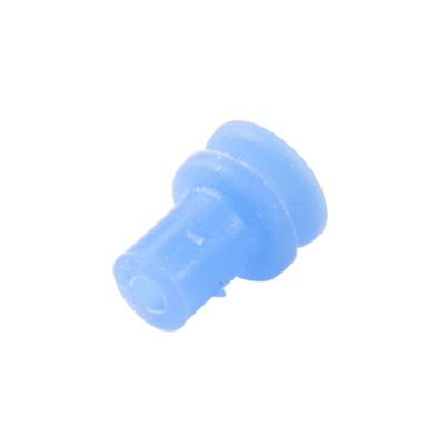 Blue GT 150 cable seal by Aptiv, ideal for 18-16 gauge wiring, shown in close-up on a white background.