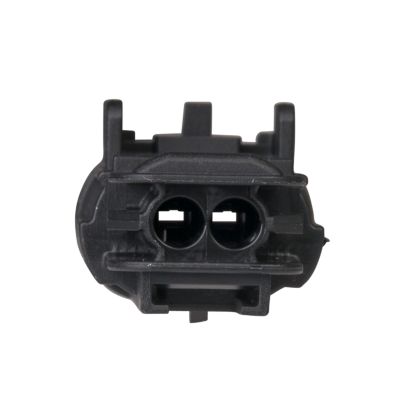 Black GT 150 male housing connector with two circular entry points, showcasing a 2-way design.