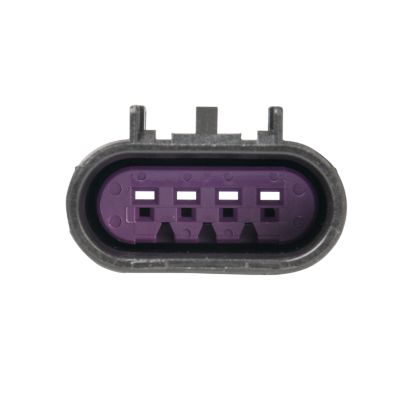 GT 150 male housing connector, highlighting 4-way and 5-way design with distinctive purple interior and black exterior.