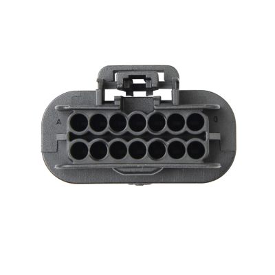 GT 150 Female Housing, front view showing 14-way and 16-way connector slots, highlighting connection design.