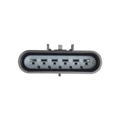 GT 280 male housing connector, oval shape, showcasing 6-way or 8-way slots in a black and gray design.