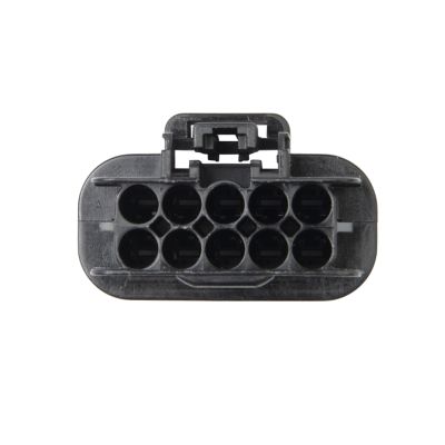 Close-up of GT 280 Female Housing connector with 10-Way and 12-Way configurations in black plastic.