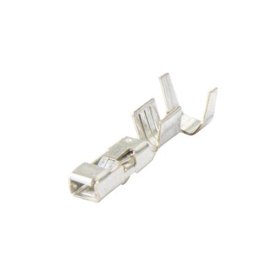 Aptiv Delphi GT 280 Female Terminal, metallic finish, angled view, designed for 18-16 gauge wire connections.