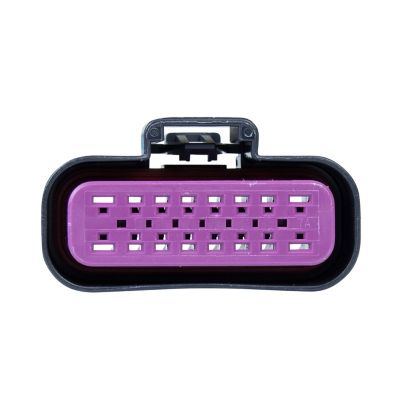 GT 150/280 Mixed Series 16-Way Female Housing connector with a purple interior and black exterior, front view.