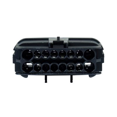 Black GT 150/280 Mixed Series Male Housing with 16 connector slots, showcasing its compact and symmetrical design.
