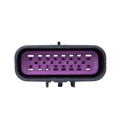 GT 150/280 Mixed Series Male Housing with 16 slots, purple grid, and black casing for electrical connectivity applications.