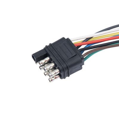 Male-only 8-way molded connector with multi-colored wires, replacement for item 74875, ideal for secure electrical connections.