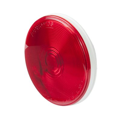 Red Optronics ST45RB stop, tail, and turn lamp with circular design, highlighting its vibrant lens and white base.