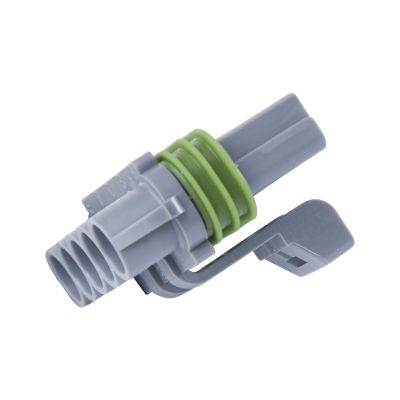 Gray and green 5-way Metri-Pack 280 connector, female housing design, showcasing Aptiv technology.