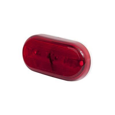 Oval marker lamp with a vibrant red lens showcasing two visible bulbs for enhanced visibility and safety.