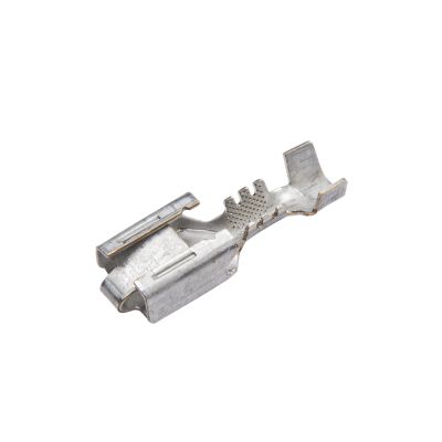 20-18 Ga Female Metri-Pack 630 terminal by Aptiv, Type 103, showing its connector design and metallic finish.