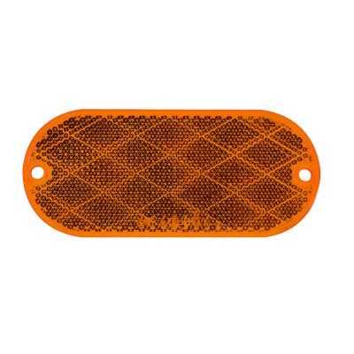 Amber oblong reflector with vibrant texture, highlighting its shining surface and durable design.