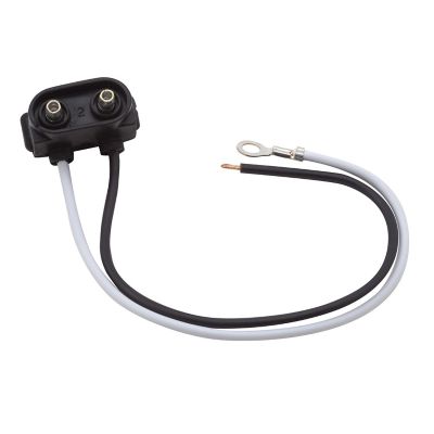 Black and white Optronics A46PB 2-contact pigtail plug with exposed wires, designed for electrical connections.