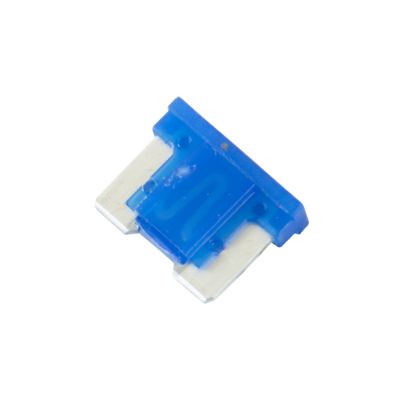 Blue Littelfuse low profile MINI fuse, 15 Amp, showcasing compact design and suitability for automotive applications.