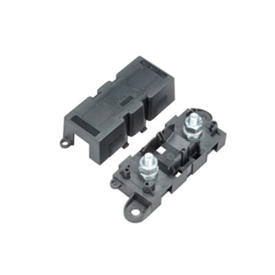 MEGA Fuse Holder with Cover, 500 Amp capacity, showcases a durable black casing, ideal for high-current protection.