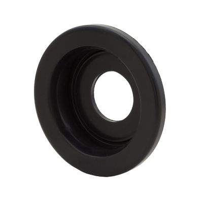 Black round Optronics A55GB grommet with hollow center, designed for secure fit in automotive and industrial applications.