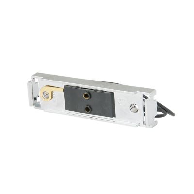 Chrome mounting bracket with black single wire plug, featuring durable construction for secure attachment.