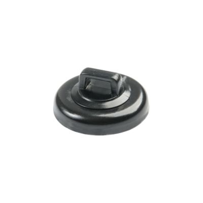 Black magnetic cable tie mount, round design with a sturdy top loop, for securing cables efficiently.