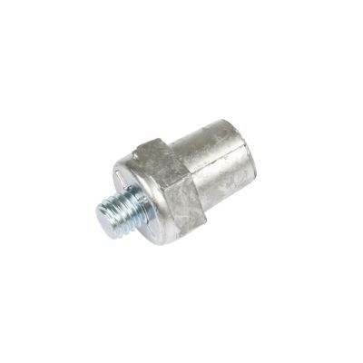 Negative side terminal charging post with metal finish and threaded design for secure electrical connections.