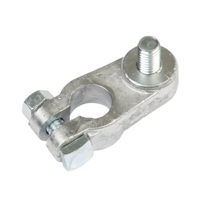 Universal lead post to stud connector adapter featuring a silver metallic finish and durable construction.