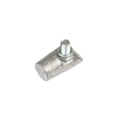 Lead Flag to Post Terminal Adapter with metallic finish and bolt attachment, designed for secure electrical connections.
