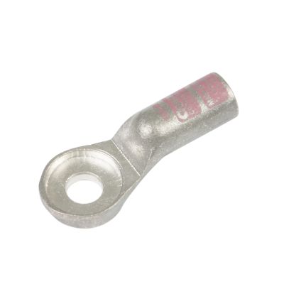 Tin plated copper side terminal with circular hole, designed for electrical applications, featuring durable construction.