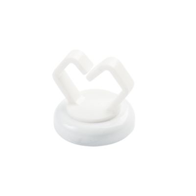White magnetic cable holder for organizing wires, featuring a sturdy circular base and strong capacity for cable management.