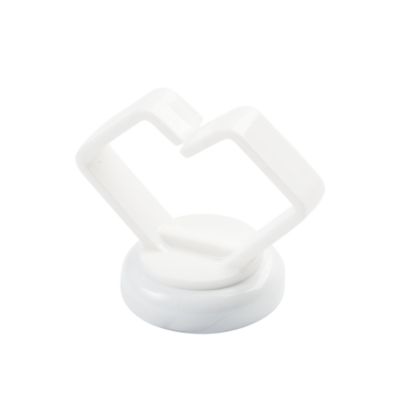 White magnetic cable holder for organizing and managing cable bundles, minimalist design with strong adhesive base.