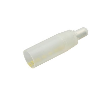 Transparent multi-wire heat shrink closed end connector on white background.
