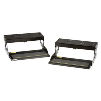 Electric single tread step with control and switch kit, designed for easy access and safety in vehicles.