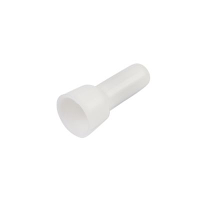 High temp white closed end connector for electrical wires, suitable for heavy power applications and various gauge sizes.