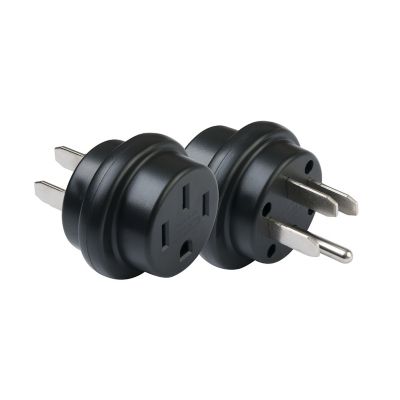RV extension plug showcasing the Progressive Industries 50AXP, featuring male to female connectors for 50 Amp connections.
