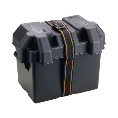 PowerGuard battery box that holds a series 24 sized battery with a secure strap.