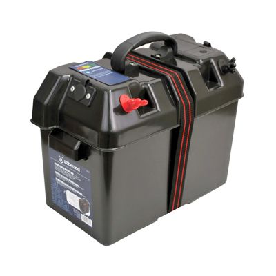 Heavy duty non-corrosive black plastic box with hold down strap
