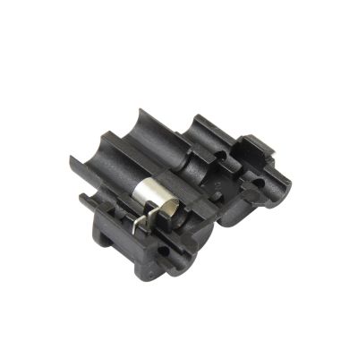 Black tap-in bullet receptacle connector with a sleek design for efficient electrical connections.