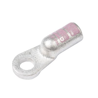 Heavy-duty copper crimp lug with a wide opening and a robust design, ideal for secure cable connections.