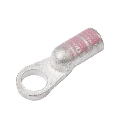 Heavy-duty copper crimp lug for electrical cables, featuring a robust design and durable construction.