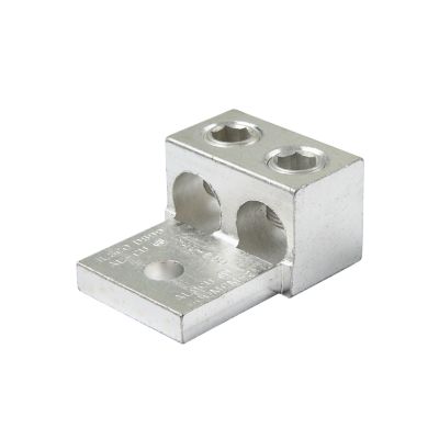 ILSCO AU-600 aluminum mechanical lug for dual-rated, two-conductor connections, showcasing its robust design.