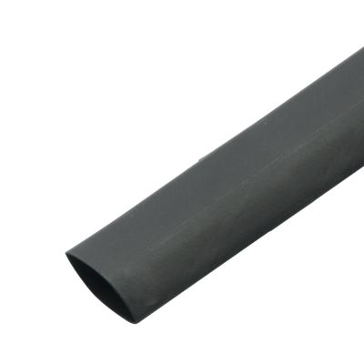 Black single wall shrink tubing, ideal for insulation and protection of electrical wires, featuring a smooth finish.