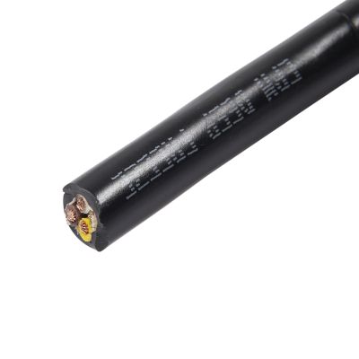 Black trailer cable with four colored conductors: white, brown, yellow, green ideal for electrical connections.