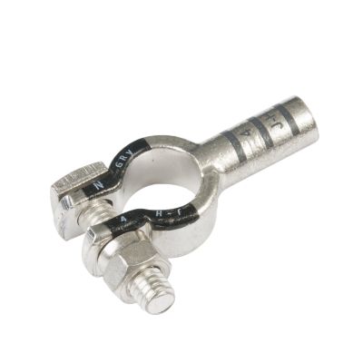 Pure copper battery terminal by FTZ Industries, featuring a straight design and RoHS compliance, suitable for negative connections.