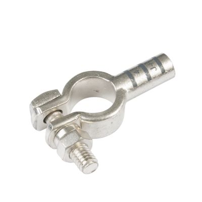 Universal copper battery terminal by FTZ Industries, featuring a straight design for positive and negative connections.