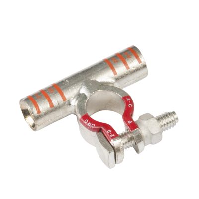 Pure copper battery terminal by FTZ Industries, featuring a flag design and RoHS compliance, ideal for secure connections.