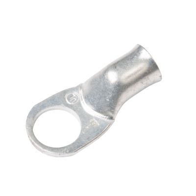 Copper tin-plated lug with an open ring terminal, ideal for electrical connections with 8-gauge wire.