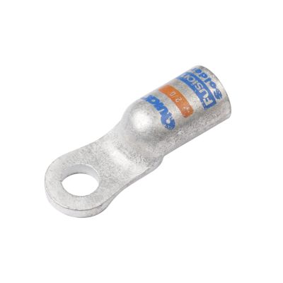 Copper lug with heavy wall design and fusion branding, perfect for electrical applications.