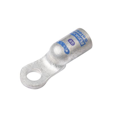 Copper lug for 3/0 gauge cables, featuring a heavy wall and 3/8" stud hole, ideal for secure electrical connections.