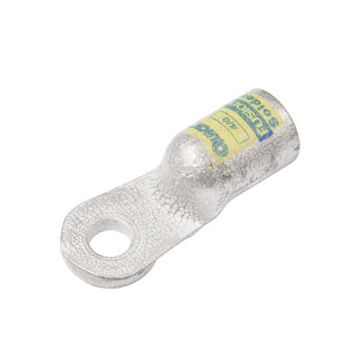 Copper lug for electrical connections, featuring heavy wall design and a stud hole, ideal for secure wiring applications.