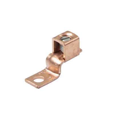 Copper Ilsco SLU-70 mechanical lug, designed for one conductor, featuring a single hole for secure connections.