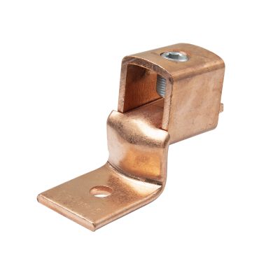 Copper Ilsco mechanical lug with one conductor and single hole design.