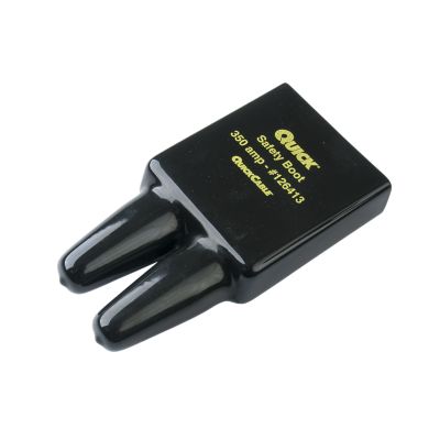 Black protective boot for 350A SB housing, featuring Quick Cable branding, offers safety and durability.